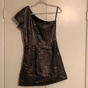 Black and gold French Connection brocade dress